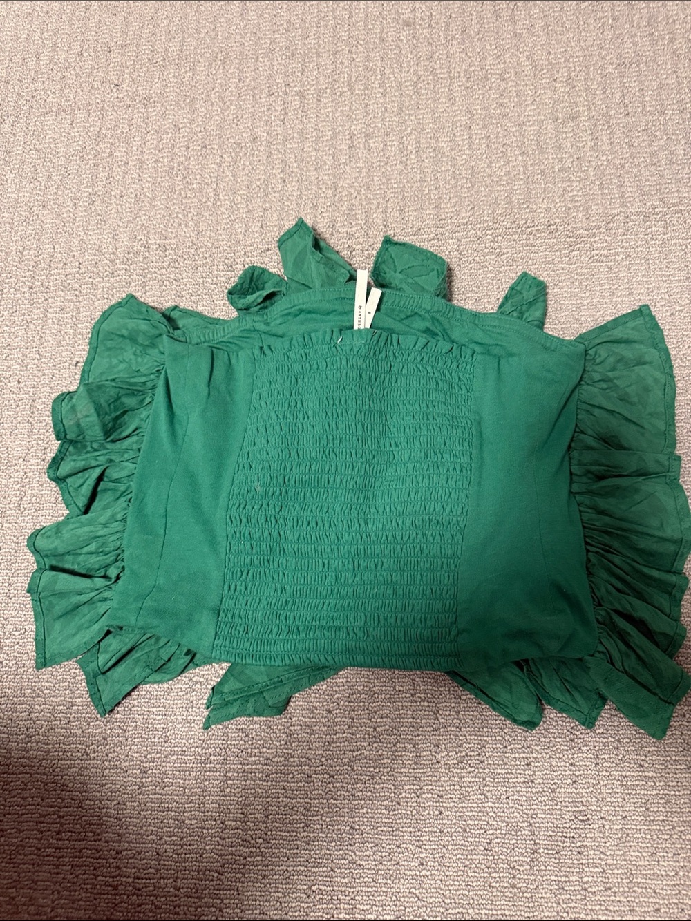 Anthropologie Emerald Green Ruffle Strapless Camisole - Picture 3 of 3